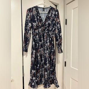 Navy blue floral dress. Never worn